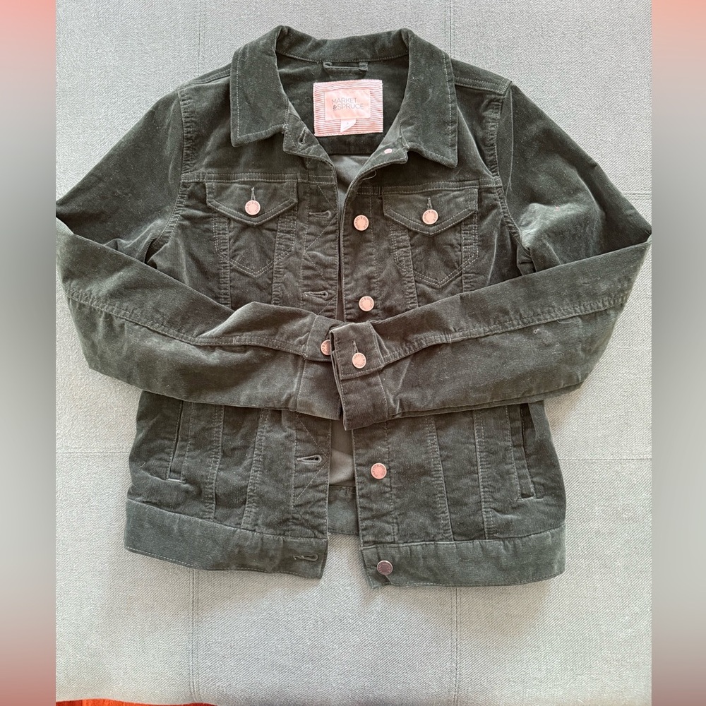 Market and Spruce Corduroy Green Denim Jacket